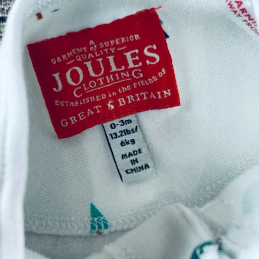 Baby Boy 0-3m Joules Footie & Hospital Hat - Picture 2 of 7